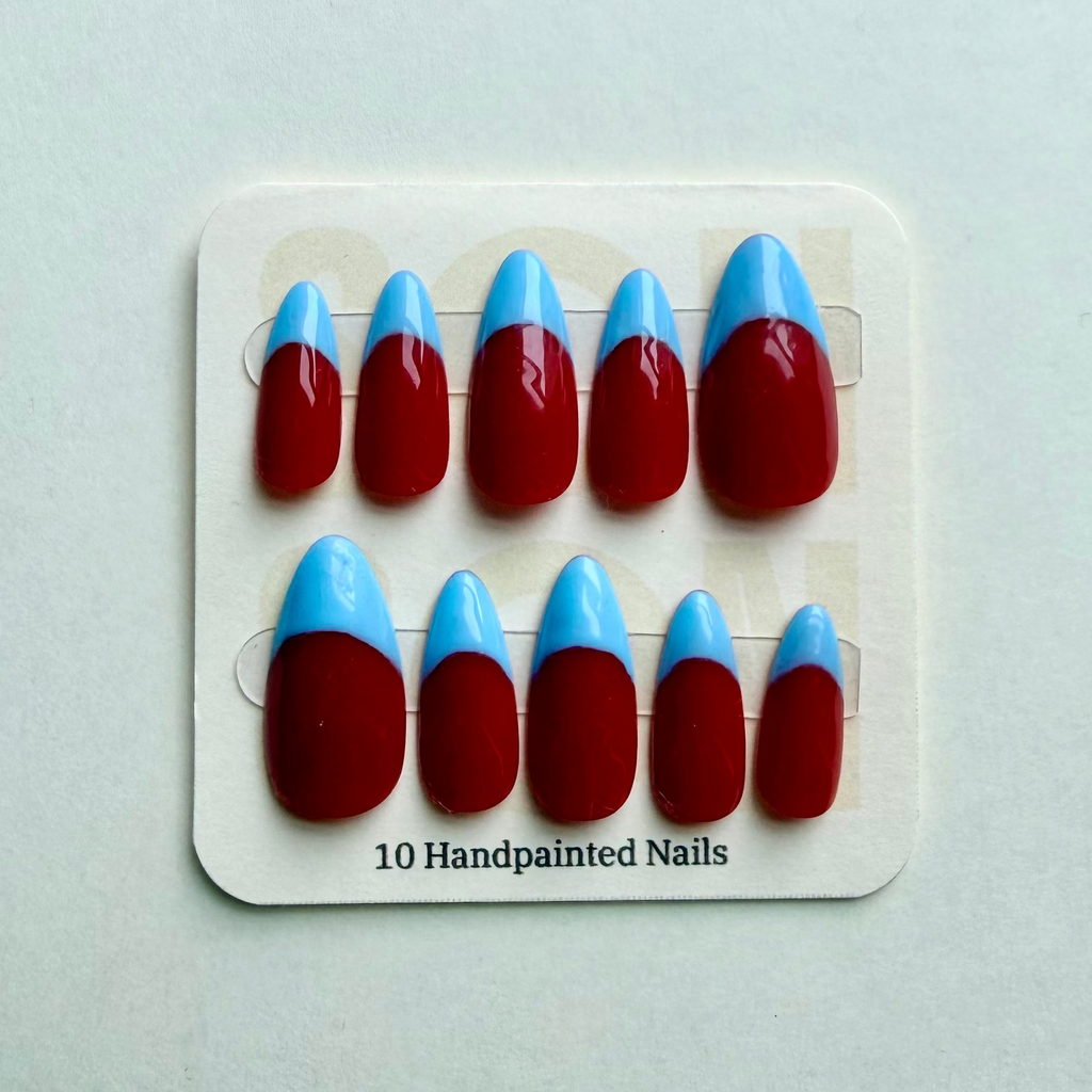 Aqua + Red Frenched