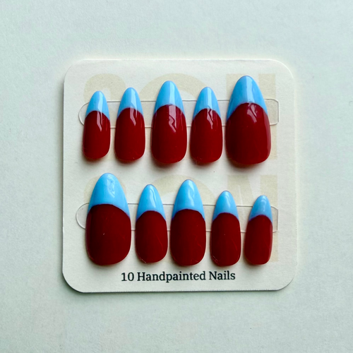 Aqua + Red Frenched